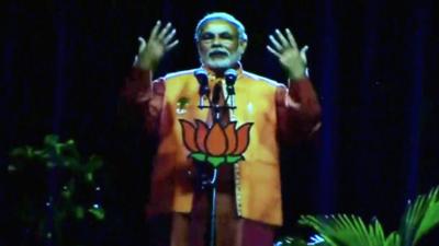 A hologram of Narendra Modi