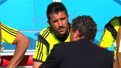 Subbed David Villa cries after final Spain game