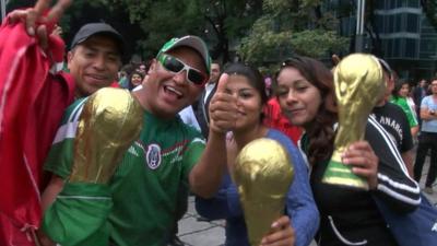 Fans celebrating in Mexico City after a 3-1 World Cup win over Croatia