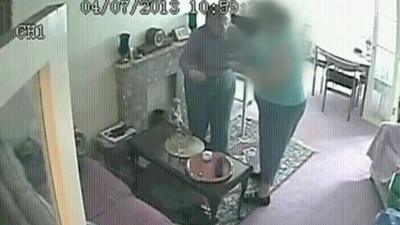 CCTV showing Lottie Butcher being dragged around her own flat