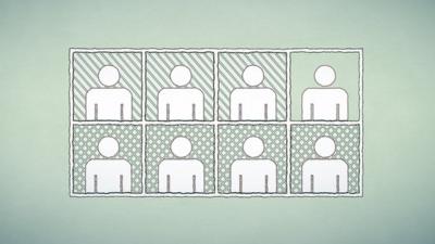 Graphic showing eight people in grid