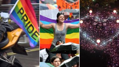 Gay rallies in London, Paris and Singapore