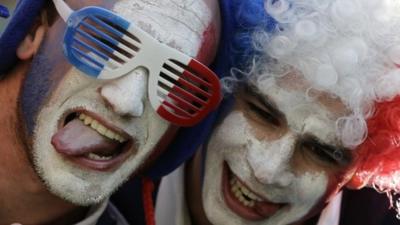 French fans wait for the beginning of the group E World Cup soccer match between Ecuador and France at the Maracana Stadium in Rio de Janeiro, Brazil, Wednesday, June 25, 2014