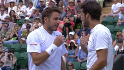 Stanislas Warinka and Feliciano Lopez argue after their match