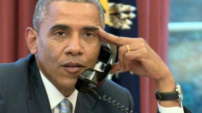 President Obama on phone to US football team