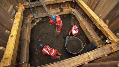 Archaeologists at the Crossrail site