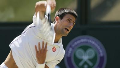 Novak Djokovic takes a tight semi-final first set over Grigor Dimitrov