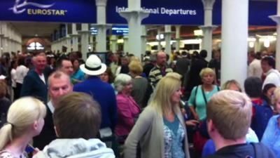 Queues at Eurostar departures terminal