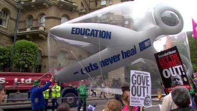 Strike march in London