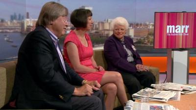 Broadcaster Ruth Wishart, general secretary of the TUC, Frances O'Grady and former cabinet minister David Mellor