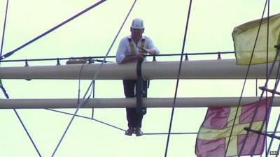 John Maguire reports from atop the rigging of the SS Great Britain