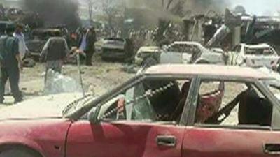 Scene in Paktika province where a car bomb killed at least 89 people