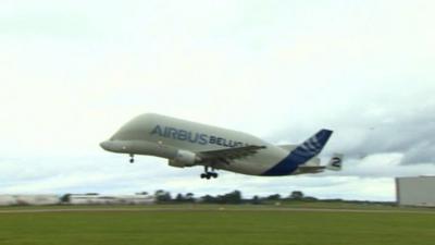 A Beluga transport plane