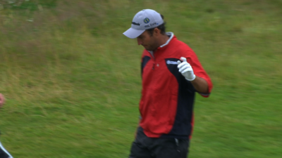 The Open 2014: Eduardo Molinari holes bunker shot