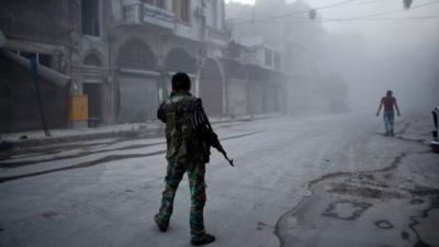 Rebel fighter in Aleppo on 21 July 2014