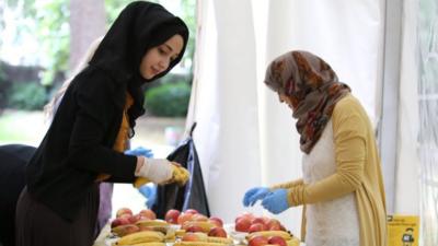 Volunteers at the Ramadan tent project