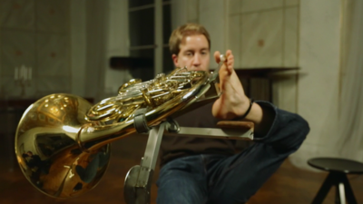 Felix playing French horn