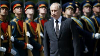 Russian President Vladimir Putin attends a ceremony to commemorate the anniversary of the beginning of the Great Patriotic War against Nazi Germany in 1941 in Moscow - 22 June 2014