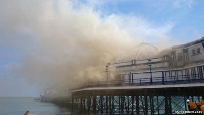 Eastbourne Pier on fire