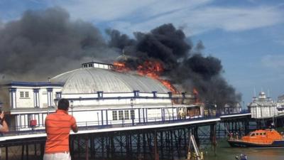 Eastbourne Pier on fire