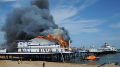 Eastbourne Pier on fire