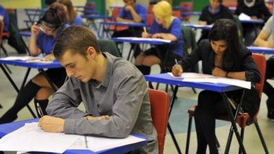 A student sitting GCSEs