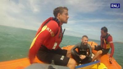 Two surfers rescued at low tide by RNLI lifeguards at Perranporth