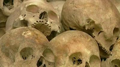 The skulls of some of those who died under the Khmer Rouge regime