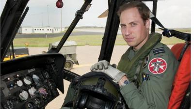 Duke of Cambridge at the controls of a Sea King helicopter