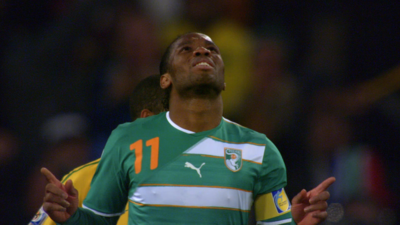 Didier Drogba scores for Ivory Coast at 2010 World Cup