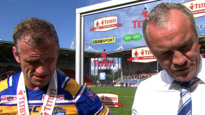 Man of the match Jamie Peacock (left) and his Leeds head coach Brian McDermott