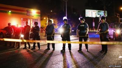 Police standing in a line