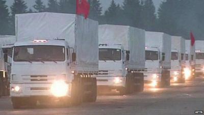 Ukraine aid convoy on the road