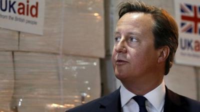 David Cameron at UK Aid Disaster Response Centre in August