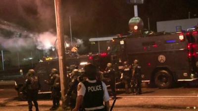 Police on the streets of Ferguson