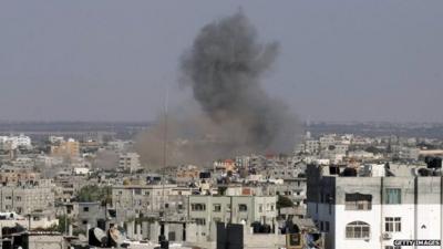 Smoke rises over Gaza