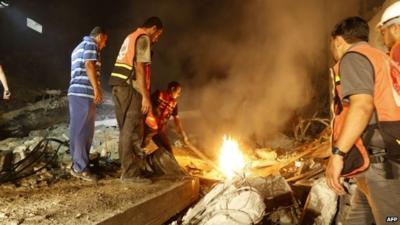 Aftermath of strike in Gaza