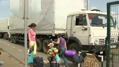 Trucks cross border into Ukraine