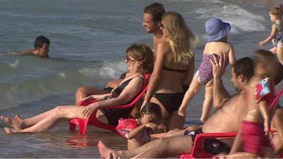 People on a Israeli beach