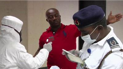 Health screenings at an airport in Nigeria