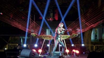 William Close playing his earth harp