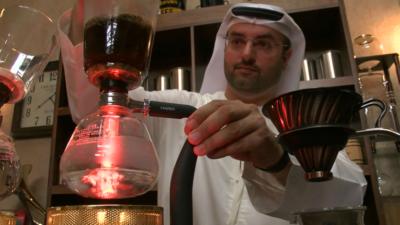 Khalid Al Mulla making coffee