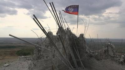 Damaged building in Ukraine