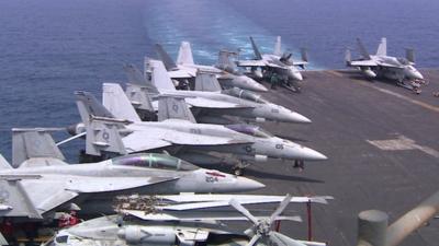 Fighter jets aboard the USS H.W. Bush