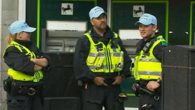 Police on duty in Cardiff during the Nato summit