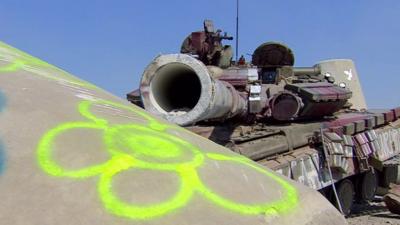 Damaged military equipment