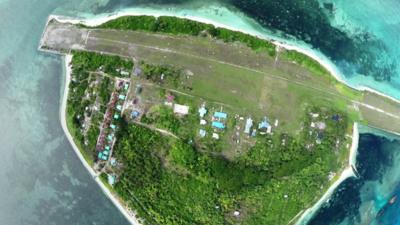 Aerial view of Pagasa, in the Spratly Islands, South China Sea