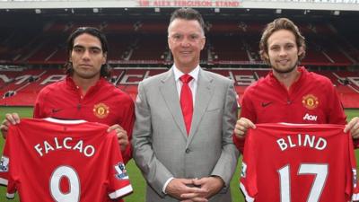 Radamel Falcao, Louis van Gaal and Daley Blind