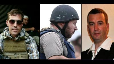 From left - James Foley, Steven Sotloff and David Haines