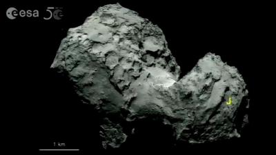 "J" marks primary landing site for the Rosetta mission